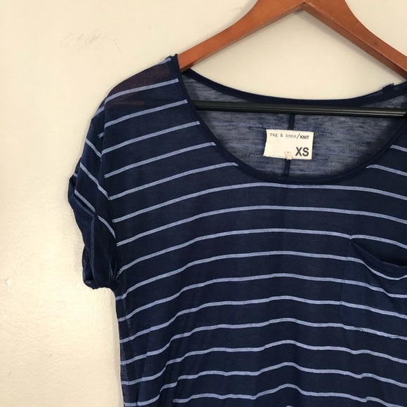 rag & bone v-neck raw hem pocket tee - Picture 1 of 4